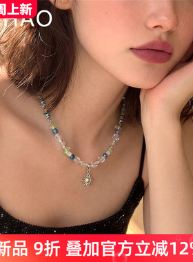 波西米亚度假风水晶串珠锁骨链