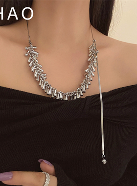 ins小众设计水滴流苏长款项链女轻奢可调节高级感气质锁骨链颈链
