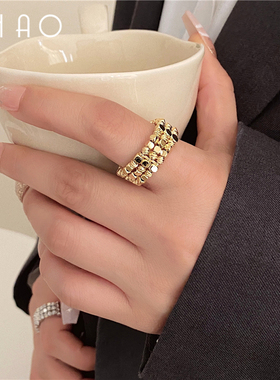 韩系时尚多层碎银子开口戒指