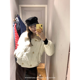 WANANTONG 冬令时bakery! 新国标90绒双排金扣羽绒服(毛领可拆卸