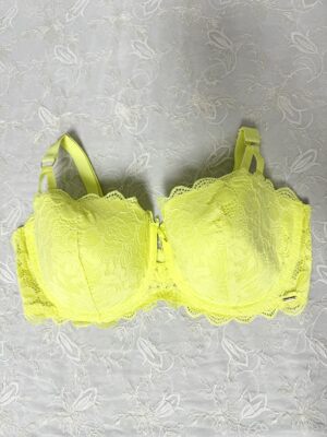 外贸FGH杯大码定型文胸荧黄色蕾丝面薄模杯钢圈全罩杯内衣双肩带