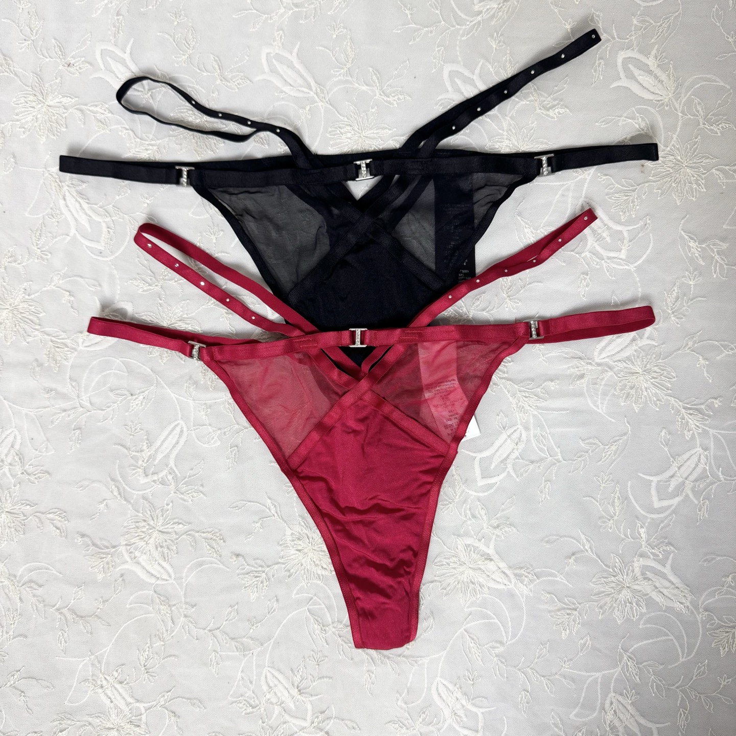 外贸原单网纱钻饰透明丁字裤