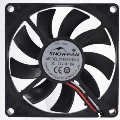 SNOWFAN 8015 24V双滚珠工业8厘米散热风扇YY8015H24B 三线RD信号