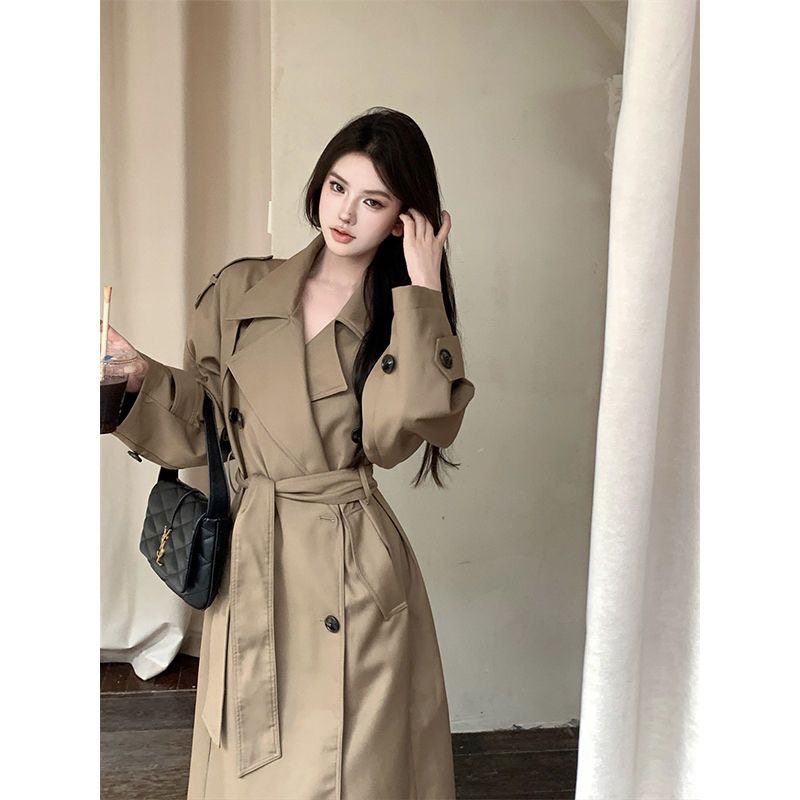 卡其色大翻领风衣外套女春秋