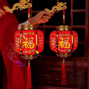 马年儿童发光手提红灯笼2026新款挂饰挂件元宵春节音乐小花灯宫灯