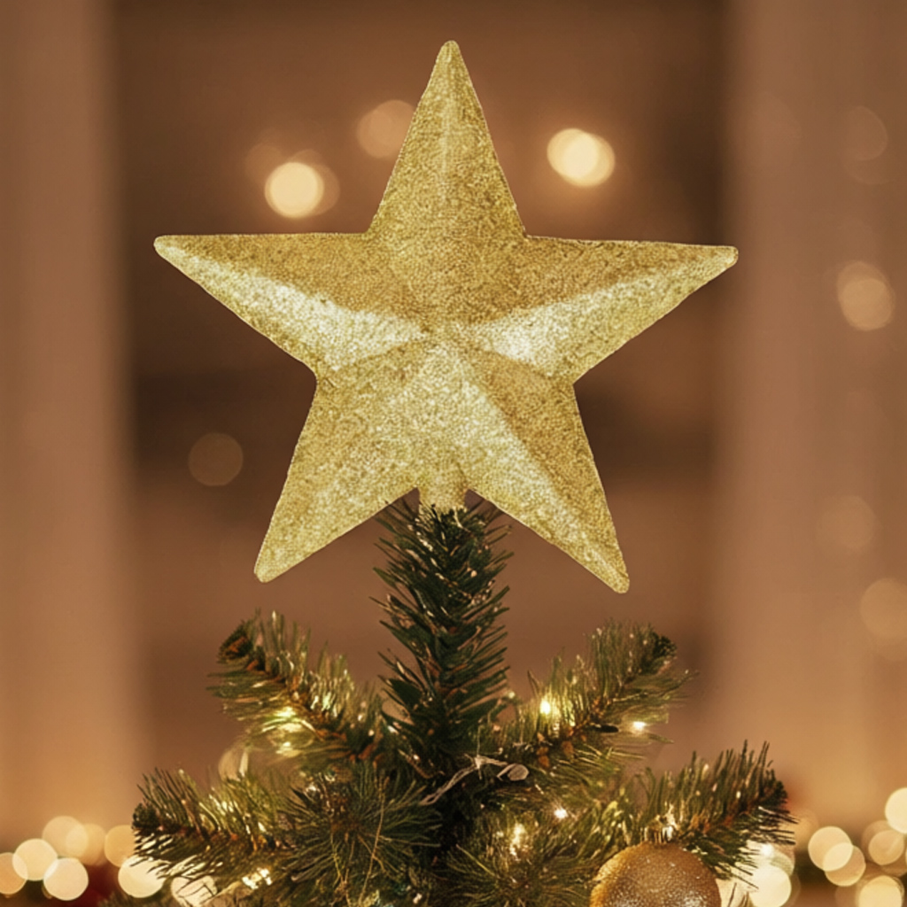 圣诞树顶星小配件圣诞节装饰品挂饰金粉五角星星节庆氛围场景布置