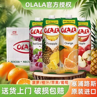 塞浦路斯进口果汁整箱1L 苹果汁无添加饮料 12OLALA菠萝汁橙汁美式