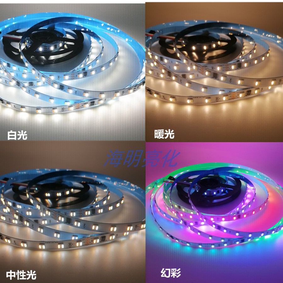 24V 5合1幻彩跑马流水高亮灯带FW1906七彩RGB＋色温氛围背景灯光