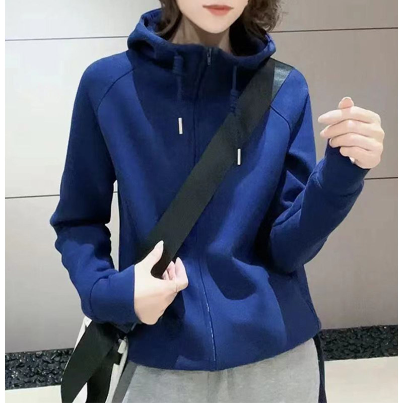 加绒连帽卫衣外套女士秋冬新款欧货洋气宽松休闲运动拉链开衫上衣