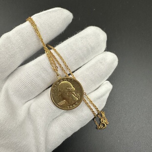 中古vintage复古宫廷 锁骨链 金币头像吊坠