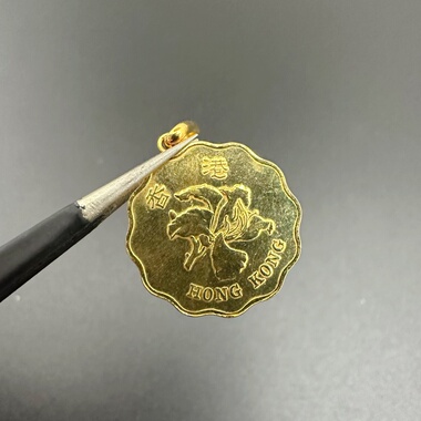 中古1993vintage复古宫廷风欧美西洋古董回流金色香港纪念章吊坠