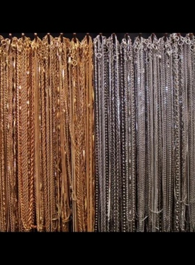 中古项链锁骨链银链金链镀金18金材质合金镀金裸链