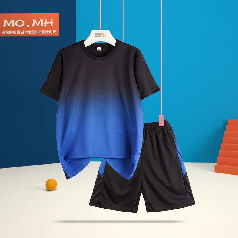 夏季新款男童运动速干套装短袖短裤两件套男孩中大童休闲洋气服饰