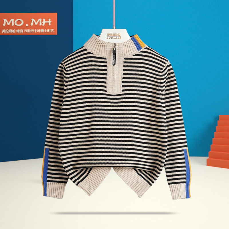 男童毛衣秋冬加绒加厚休闲针织衫