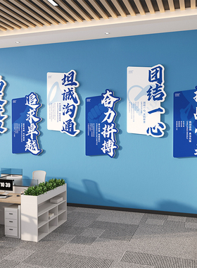 办公室氛围布置公司文化墙励志标语墙贴企业进门Logo墙设计定制