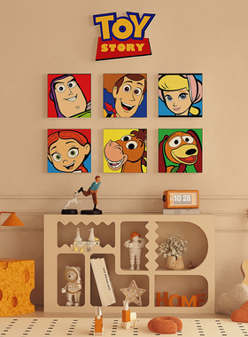儿童卡通多巴胺装饰道具玩具总动员贴纸画创意背景墙贴TOY STORY