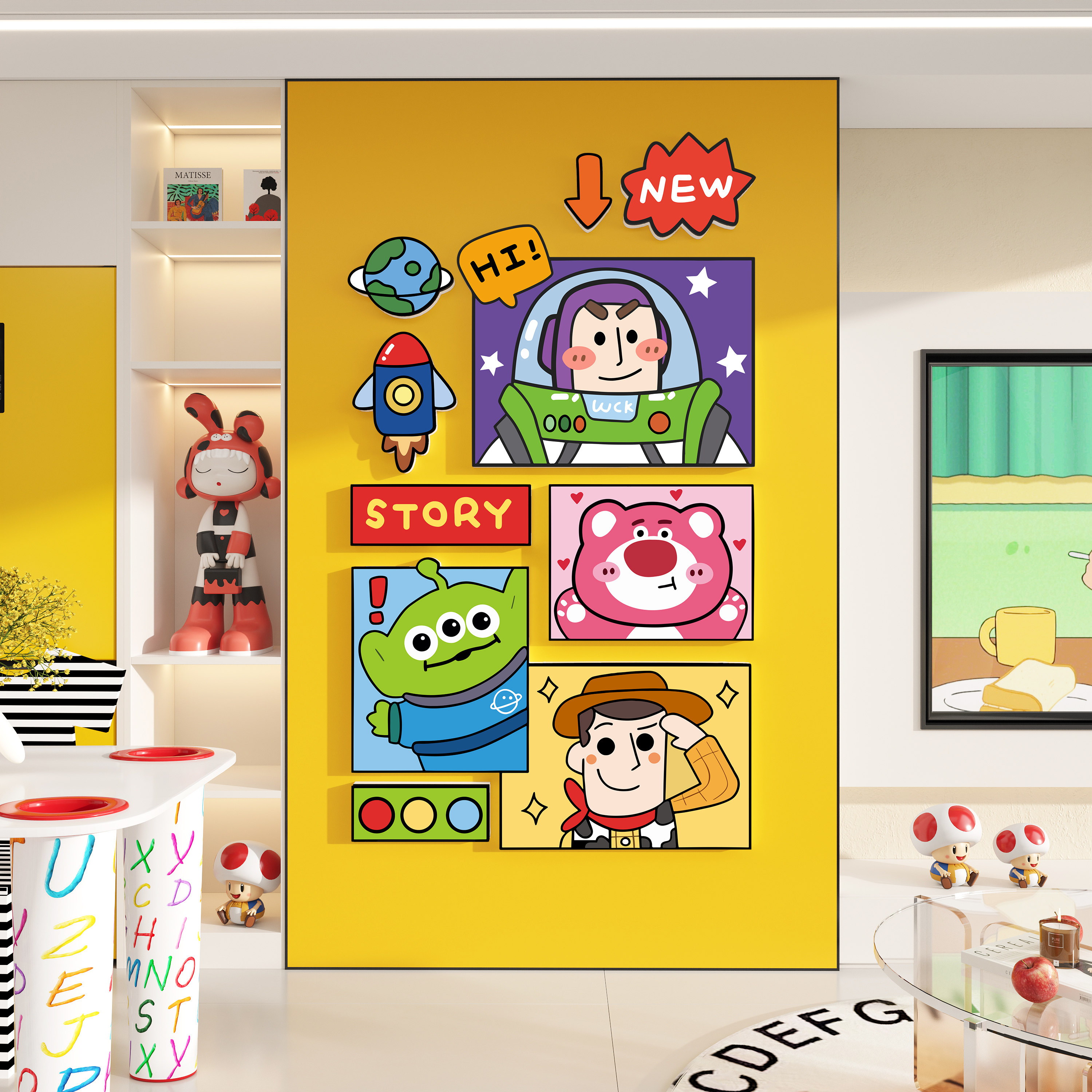 玩具总动员儿童房间布置装饰卡通卧室墙面床头画门贴纸改造小物件,家居饰品,软装墙贴,淘宝优惠券,粉丝福利购,淘宝优惠卷