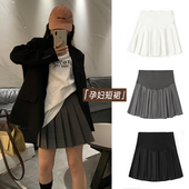 孕妇百褶短裙女春装 白色小个子显瘦雪纺A字托腹半身裙子 2026新款