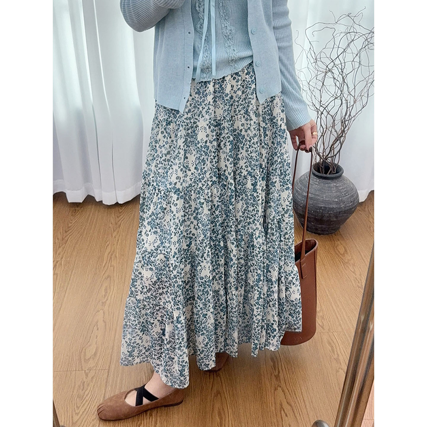 布衣妈咪孕妇雪纺碎花半身裙