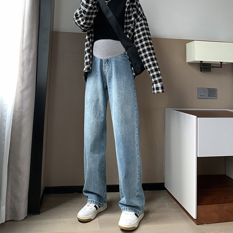 孕妇牛仔裤子夏季薄款外穿春夏装蓝色显瘦宽松直筒阔腿裤拖地长裤