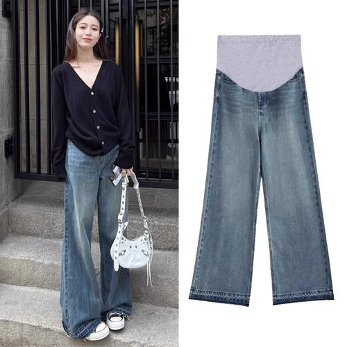 布衣妈咪孕妇毛边渐变牛仔裤