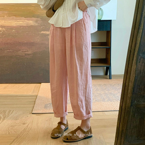 布衣妈咪孕妇棉麻哈伦裤子