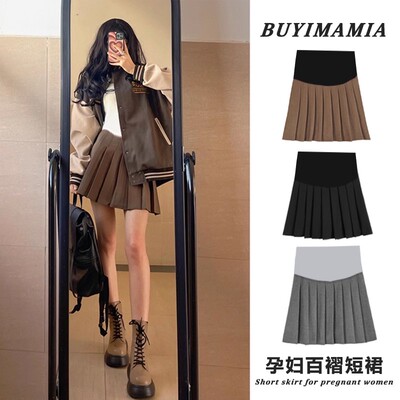 布衣妈咪孕妇托腹百褶短裙显瘦