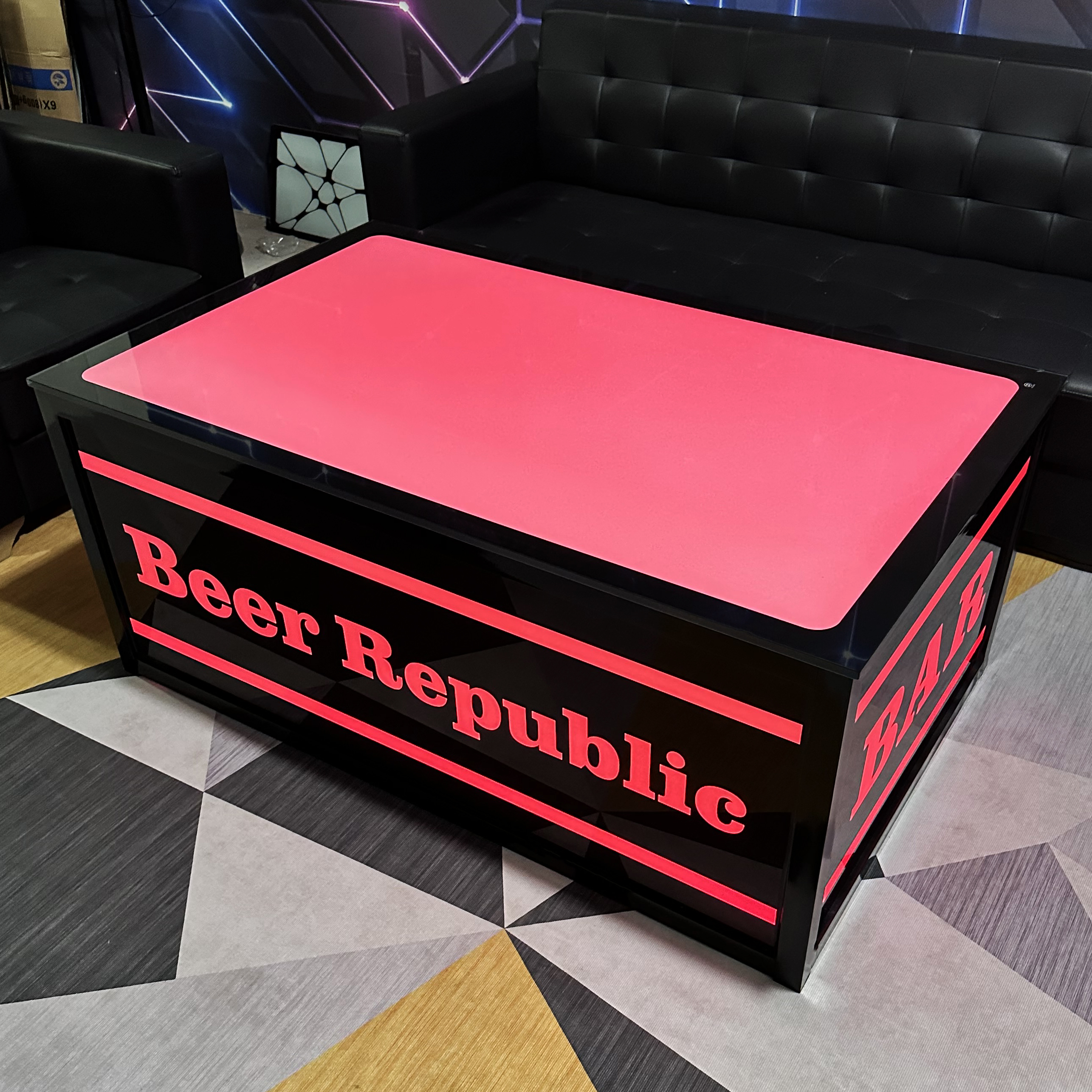 酒吧KTV茶几发光钢化玻璃