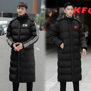 运动棉衣长款过膝冬训大衣体育生冬季三条杠训练服中国队羽绒棉服