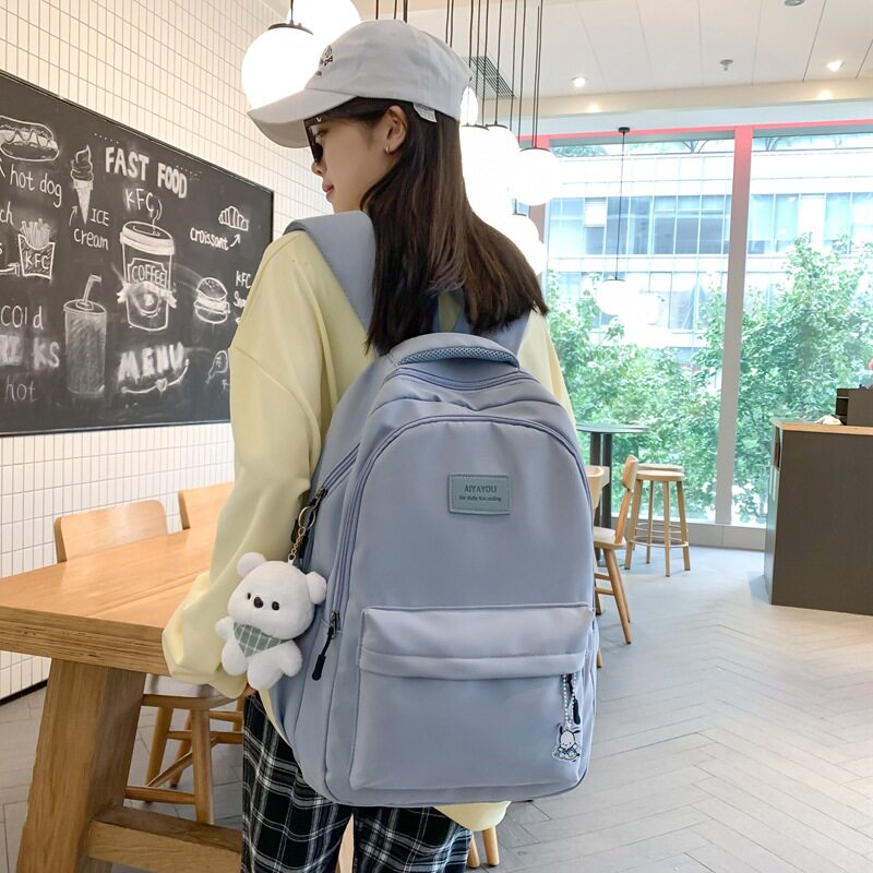 高颜值小众书包大容量高中大学生书包女简约百搭校园风双肩包女包