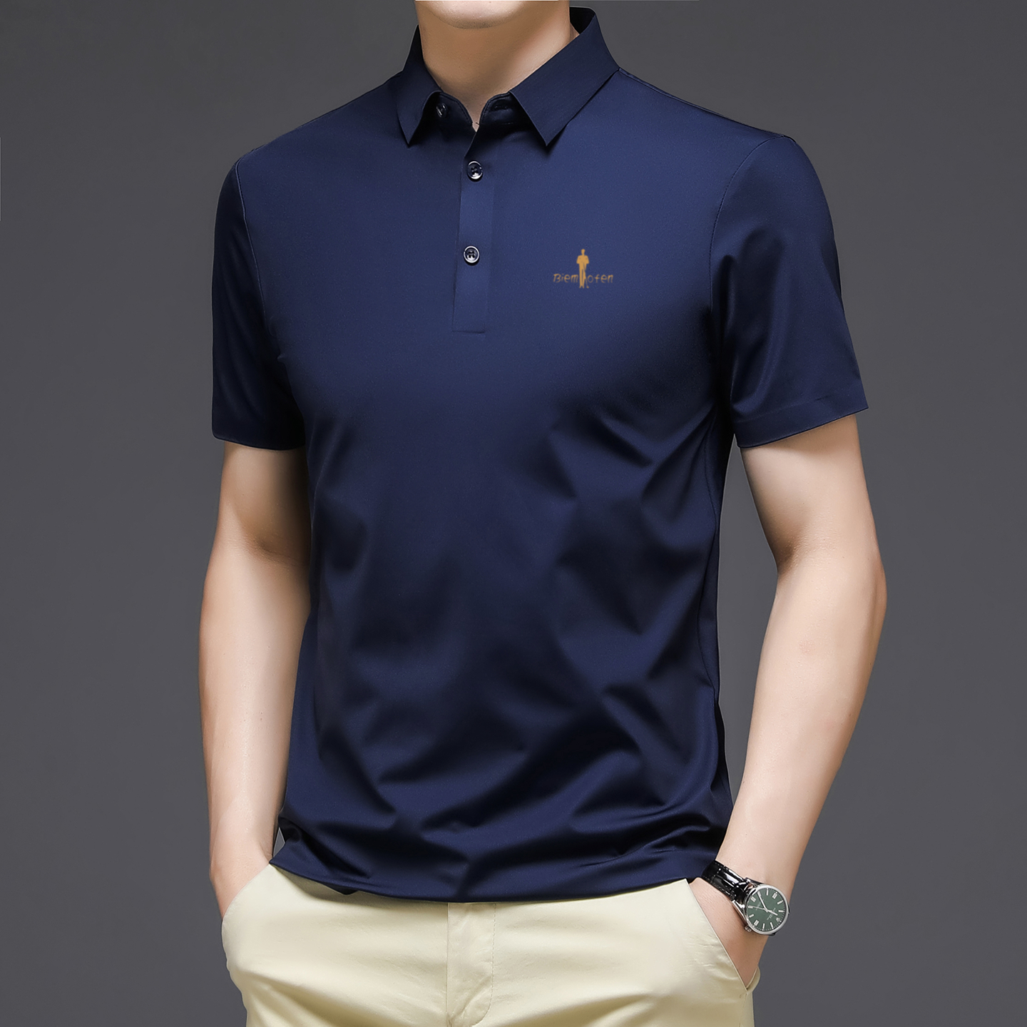 奥莱撤柜 | 夏季新款短袖Polo衫男冰丝商务抗皱休闲纯色简约T恤