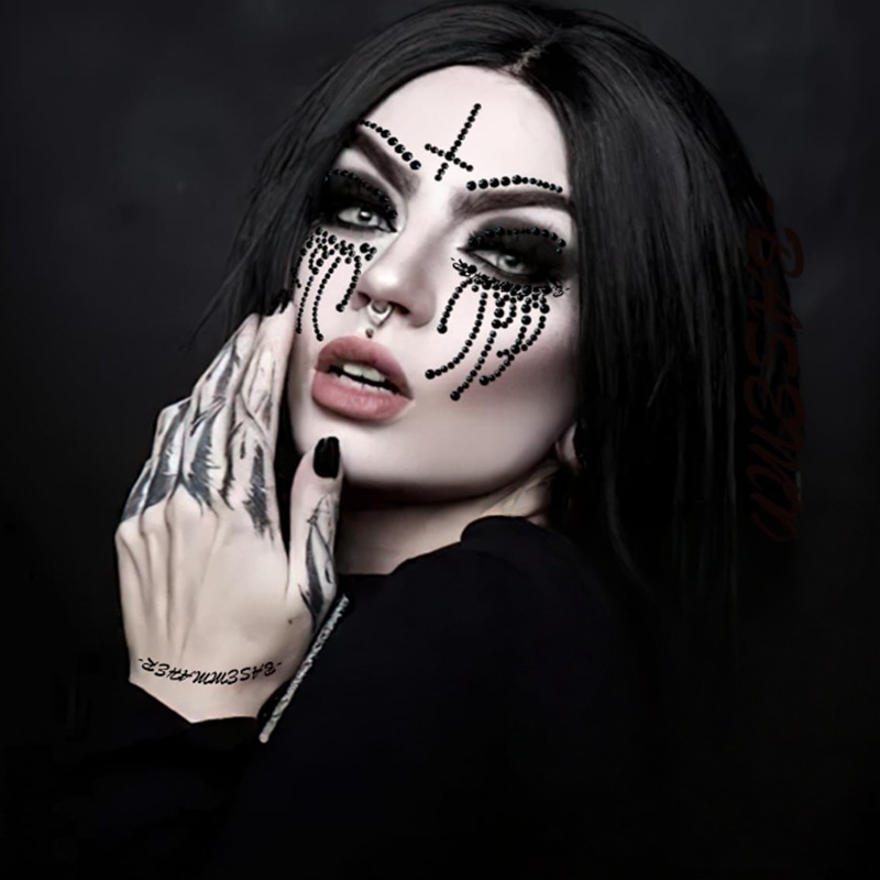万圣节贴脸面部妆容贴纸钻饰眼妆舞台妆容美甲饰品背胶Hallowween