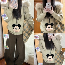 【insliisa~】软糯慵懒风毛领连帽毛衣温柔感针织秋冬可爱外套女