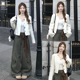 精致高级感名媛风短外套夹克 白色休闲小香风外套女早秋季 FCY