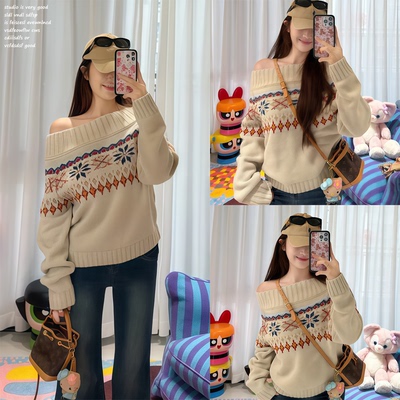 【MAXMENT~】费尔岛一字肩毛衣女