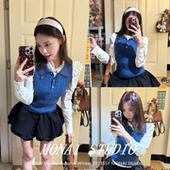 两只水仙 背心毛衣衬衫 女2026春季 新款 小香风miu系穿搭套装