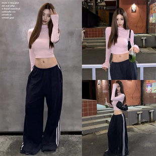 【JLAUNT】美式辣妹工装裤女秋季韩版复古宽松直筒运动休闲阔腿裤