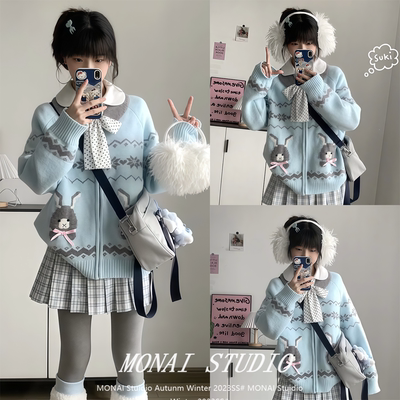 【echosta~】兔子提花费尔岛毛衣