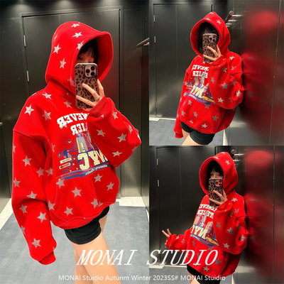 【whenever~】星星字母印花卫衣