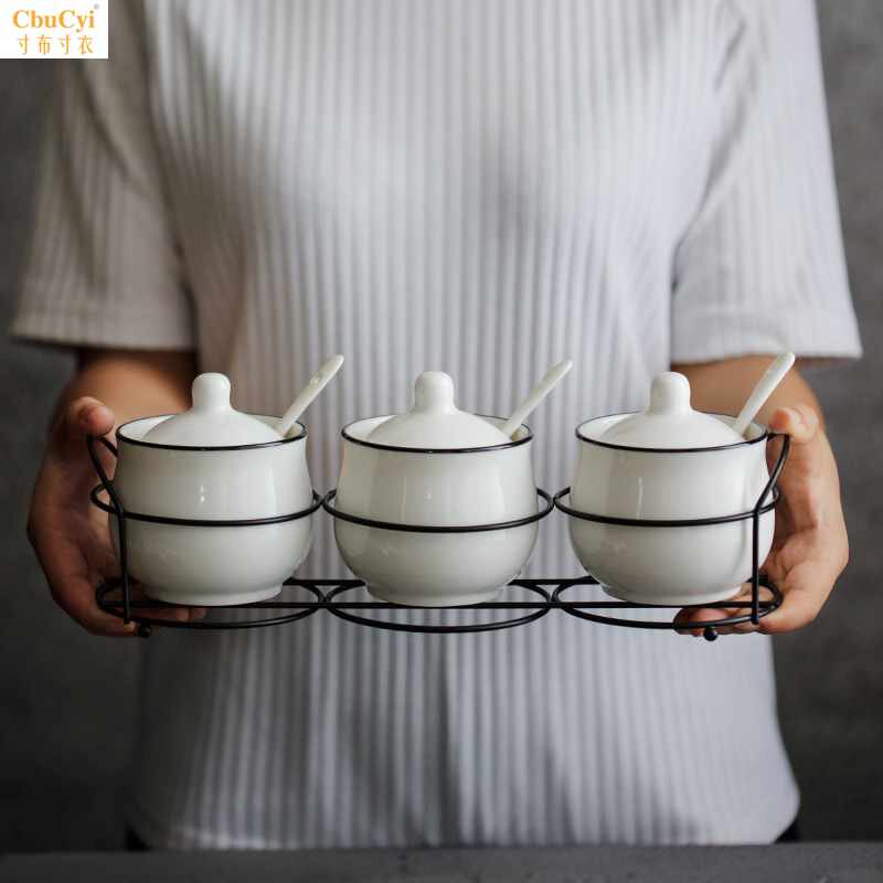 Simplicity ceramics Cruet Three-piece Suite white Salt shaker household Kitchen Caster suit Spoonin the Kitchen/Cooking utensils , Kitchen Gadgets/Kitchen storage , Storage jars/Kitchen storage containers , Seasoning bottles  category - from Buy2taobao.com to provide professional Taobao agent buy service