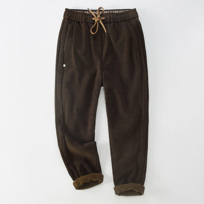 2025秋冬季新款高端加厚加绒宽松长裤男款休闲裤保暖男士直筒裤子