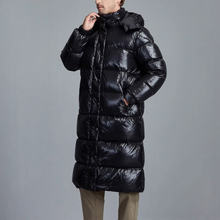 至尊黑金 冬季超厚防寒 高端白鹅绒加长款羽绒服男款过膝长款加厚