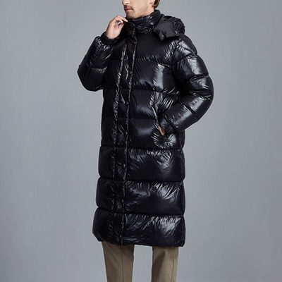 至尊黑金 冬季超厚防寒 高端白鹅绒加长款羽绒服男款过膝长款加厚