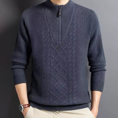 2025年新款旗舰正品高端纯羊毛衫男士冬季保暖加厚拉链针织衫男款