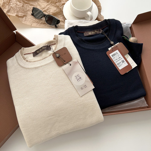 美丽诺羊毛+蚕丝 意式轻奢 老钱风男士通勤商务极简圆领针织毛衣