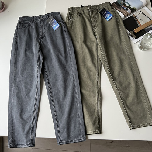 复古做旧纯棉水洗牛仔布休闲裤