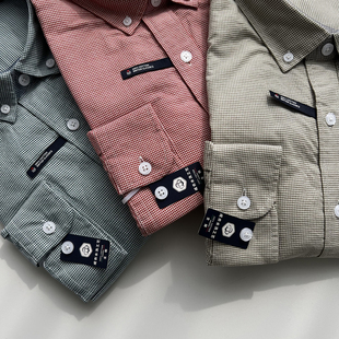 男士 新款 通勤休闲百搭纯棉修身 长袖 超细格纹 衬衫 春季