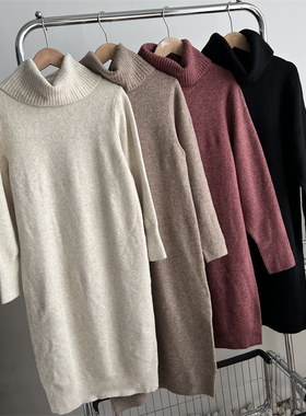 北野U家！女装 souffle yarn两翻领连衣裙(高领毛衣新品)