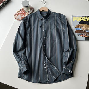 简约竖条纹 衬衫 春季 通勤休闲色织牛津纺长袖 男士 高支水洗工艺