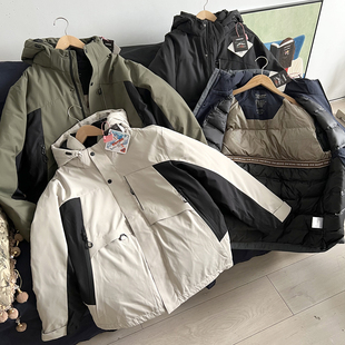 90绒内里无缝压胶分仓 冬季男士户外防风御寒保暖工装羽绒服